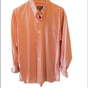 Oxford brand Mens Shirt Size Extra Large Pink Orange Red Gingham lightweight XL